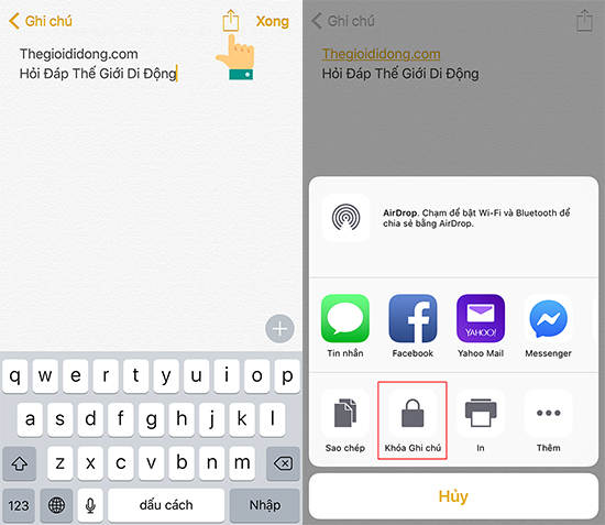 Vay iCloud Khóa ghi chú mẹo sử dụng iPhone